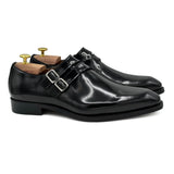 Alicante V Doppia Fibbia in pelle nera spazzolata scarpe da uomo di Virgilio shoes 01