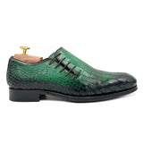 Atlantis I Wholecut in pelle verde stampa cocco scarpe con lacci laterali 02