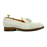 Claudio IV Mocassini in pelle scamosciata con nappine scarpe da uomo 02