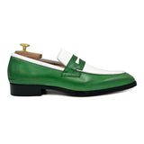Essex II Mocassini da uomo in pelle verde e bianca scarpe classiche da uomo di Virgilio shoes 02