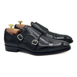Mason I Doppia fibbia in pelle nera scarpe classiche di Virgilio Shoes 01