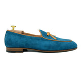 Ponza I Belgian Loafers in pelle scamosciata blu mocassini da uomo 02