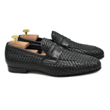 Portofino III Mocassini da uomo in pelle intrecciata nera di Virgilio shoes 01