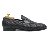 Portofino III Mocassini da uomo in pelle intrecciata nera di Virgilio shoes 02