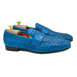 Portofino IV Mocassini in pelle intrecciata blu scarpe da uomo estive di Virgilio shoes 01