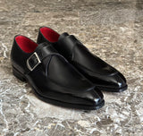 Regent VI Fibbia singola in pelle nera scarpe classiche di Virgilio 03