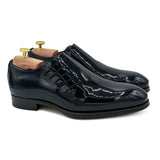 Richmond III Francesine da uomo con allacciatura laterale in vernice nera scarpe wholecut di Virgilio 01