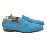 Sanremo IV Mocassini da uomo in pelle scamosciata azzurra scarpe di Virgilio shoes 01