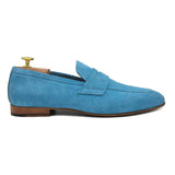 Sanremo IV Mocassini da uomo in pelle scamosciata azzurra scarpe di Virgilio shoes 02
