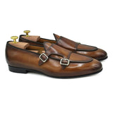 Sorrento III Mocassini con doppia fibbia in pelle marrone scarpe classiche di Virgilio shoes 01