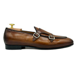 Sorrento III Mocassini con doppia fibbia in pelle marrone scarpe classiche di Virgilio shoes 02