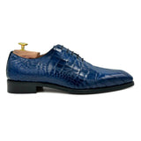 Wilfred II Wholecut in pelle blu spazzolata coccodrillo scarpe classiche di Virgilio 02