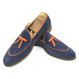 Belgian Loafers in pelle scamosciata blu di Virgilio 3