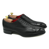 Charles I Francesine in pelle nera brogue scarpe classiche da uomo di Virgilio 01