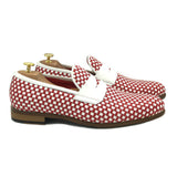 Penny Loafers in pelle intrecciata bianca e rossa di Virgilio 2