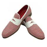 Penny Loafers in pelle intrecciata bianca e rossa di Virgilio 3