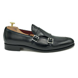 Penny Loafers in pelle di vitello nera con doppia fibbia 02