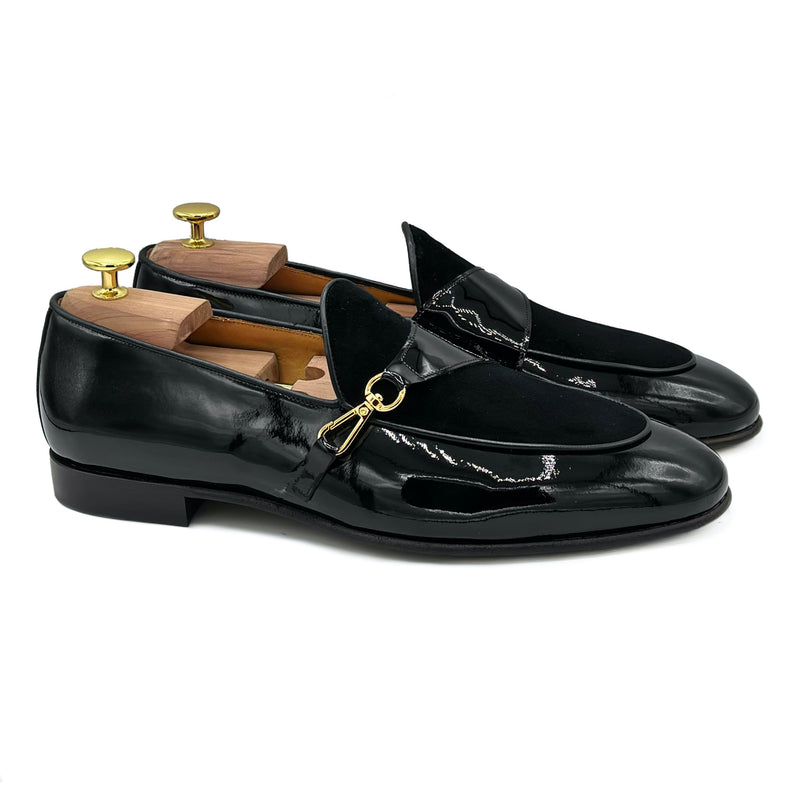Bonaparte III Mocassini in pelle nera da uomo con morsetto scarpe uomo di Virgilio shoes 01