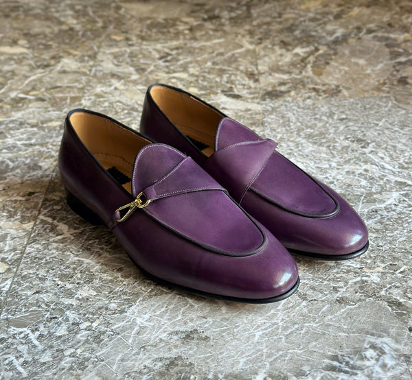 Bonaparte IV Mocassini in pelle viola con morsetto scarpe classiche di Virgilio shoes 01
