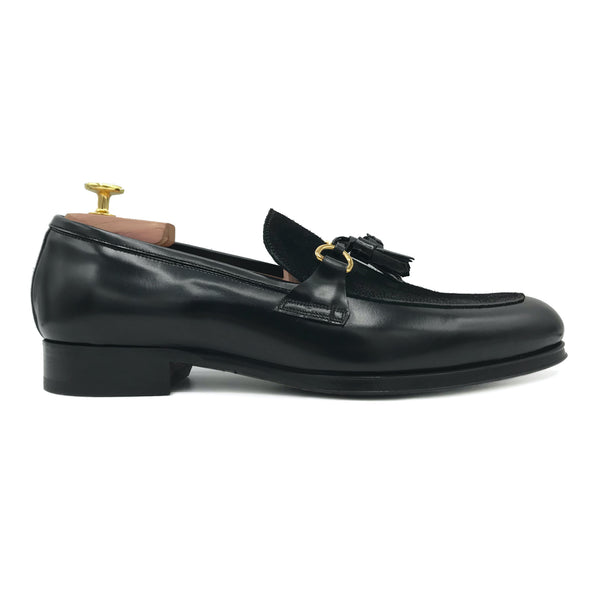 Casanova IV Mocassini con nappine in pelle nera scarpe da uomo 02