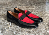 Dandy II Mocassini in vernice nera con papillon scarpe da cerimonia di Virgilio 01