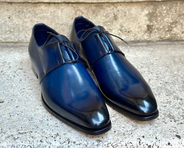 Holmes-II-Derby-in-pelle-blu-scarpe-classiche-da-uomo-di-Virgilio