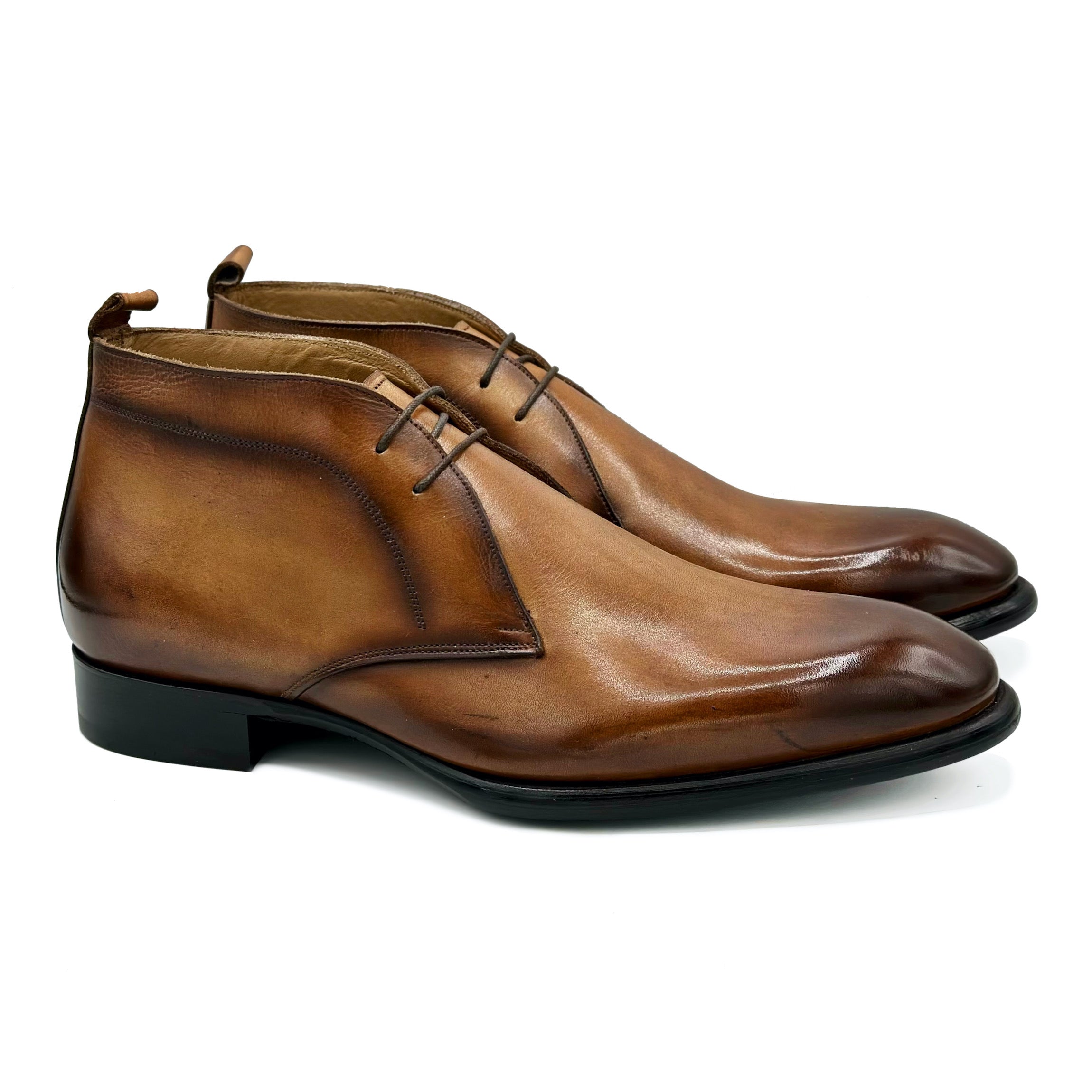 Scarpe Derby Polacchine Uomo Pelle Marroni Lartigiano Del Cuoio