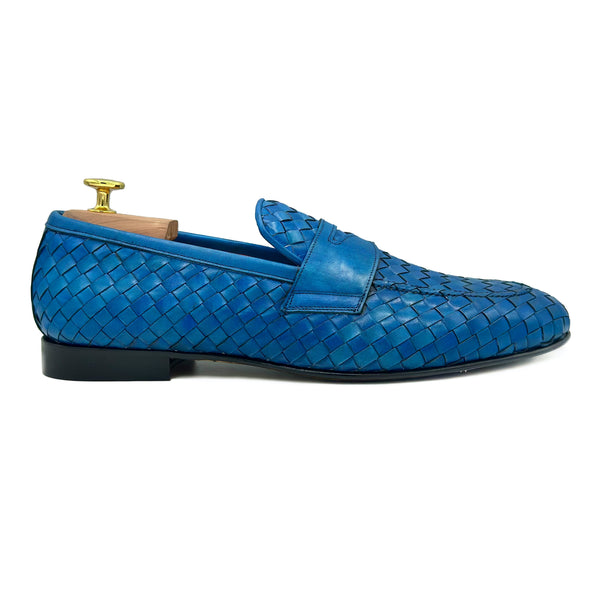 Portofino IV Mocassini in pelle intrecciata blu scarpe da uomo estive di Virgilio shoes 02