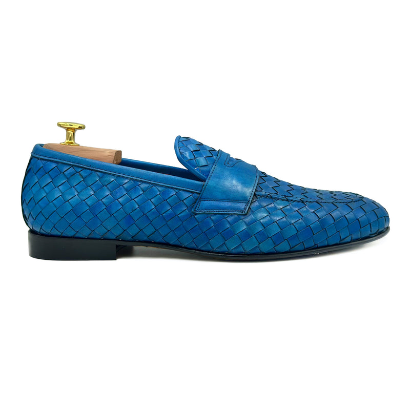 Portofino IV Mocassini in pelle intrecciata blu scarpe da uomo estive di Virgilio shoes 02