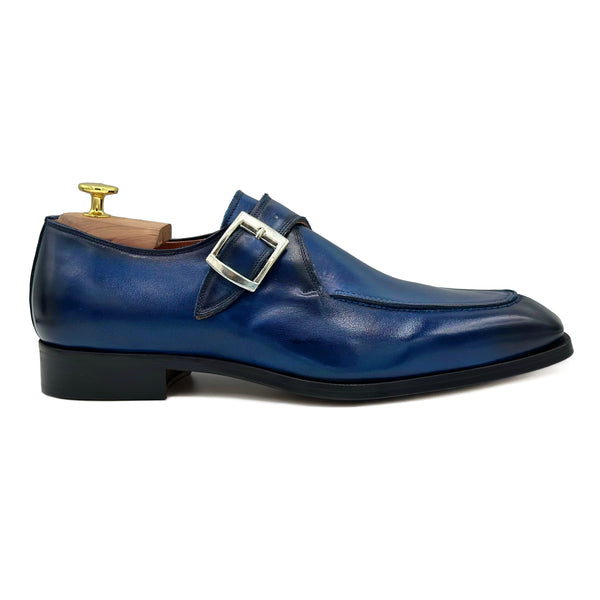 Regent I Fibbia Singola in pelle blu scarpe da uomo di Virgilio shoes 02