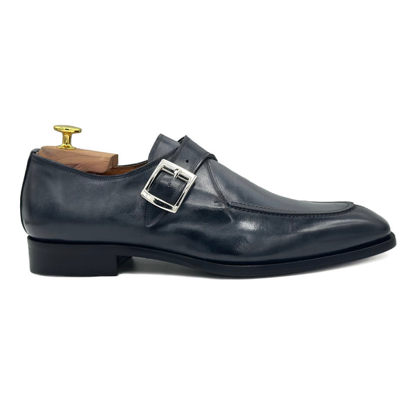 Regent II Fibbia singola in pelle grigia scarpe classiche da uomo 02