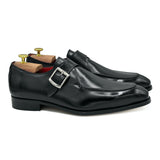 Regent V Fibbia singola in pelle nera scarpe classiche di Virgilio 01