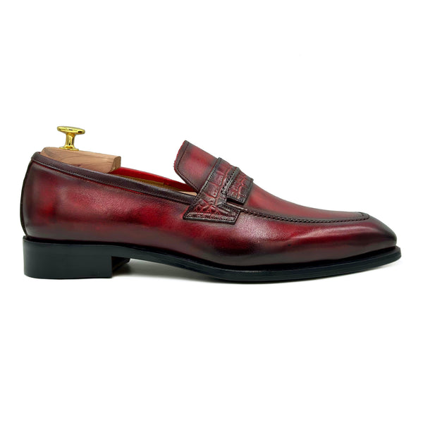 Richard IV Mocassini in pelle rossa scarpe da uomo di Virgilio 02