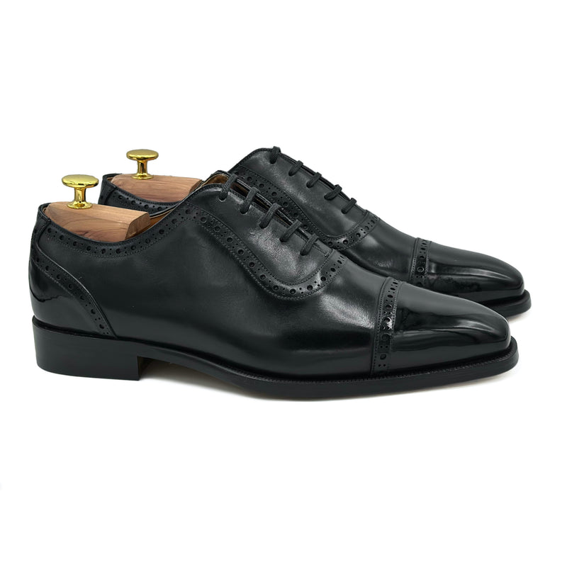 Rothschild I Oxford in pelle nera brogues scarpe classiche di Virgilio shoes 01