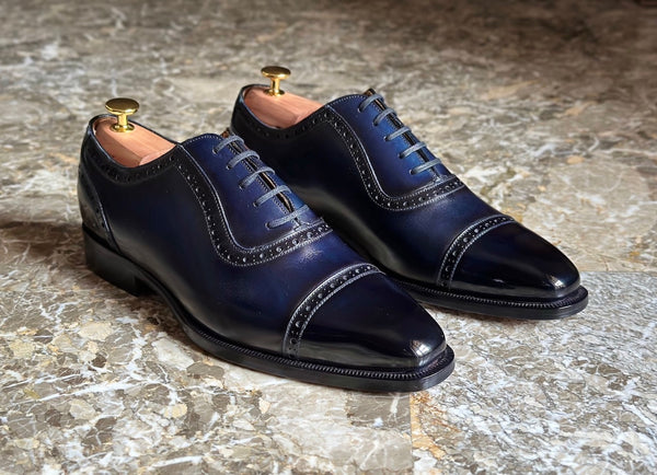 Rothshild II Oxford in pelle blu scarpe classiche da uomo di Virgilio shoes 01