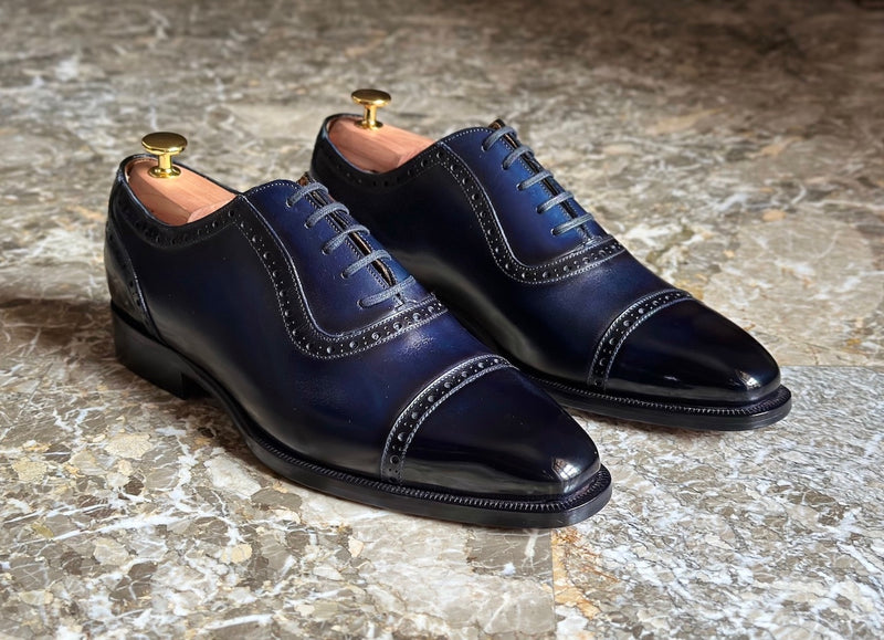 Rothshild II Oxford in pelle blu scarpe classiche da uomo di Virgilio shoes 01