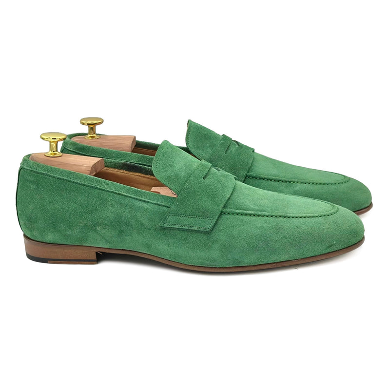 Sanremo V Mocassini da uomo in pelle scamosciata verde di Virgilio shoes 01
