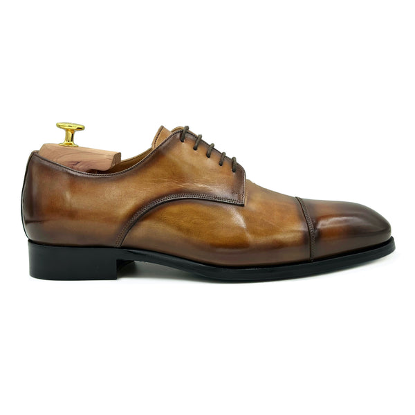 Sheffield I Derby in pelle marrone con patina scarpe classiche di Virgilio 02