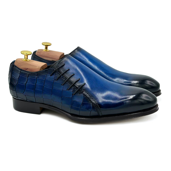 Trafalgar I Scarpe stringate in pelle blu calzature classiche da uomo 01