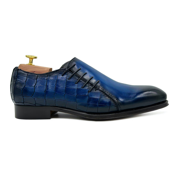 Trafalgar I Scarpe stringate in pelle blu calzature classiche da uomo 02