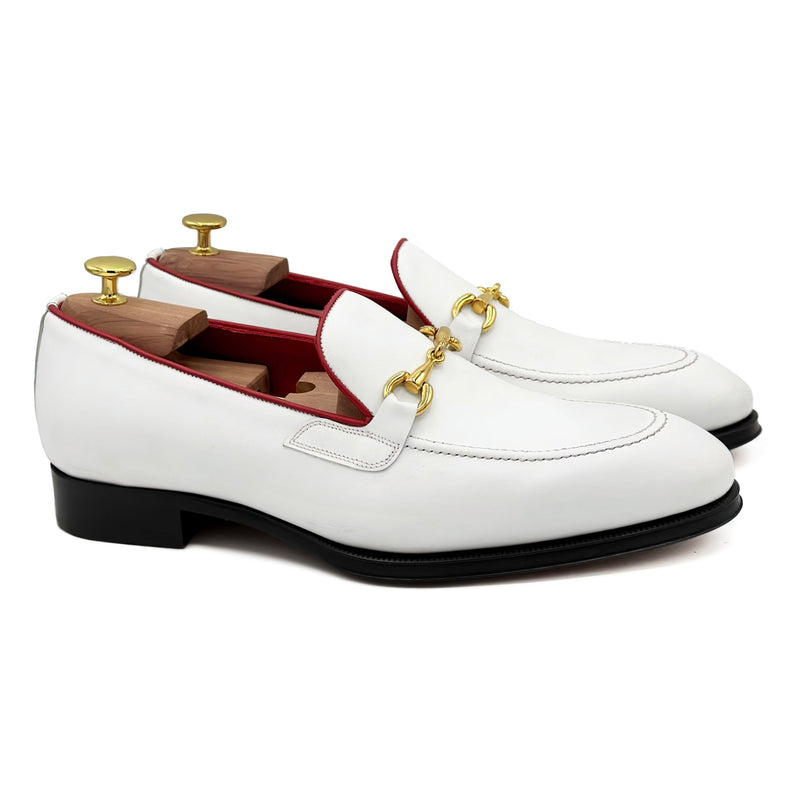 Tuileries II Mocassini in pelle bianca con morsetto-scarpe classiche da uomo di Virgilio 01