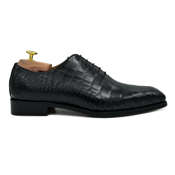 Wilfred I Wholecut in pelle nera coccodrillo scarpe classiche da uomo di Virgilio 02