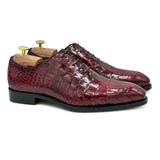 Wilfred IV Wholecut in pelle burgundy coccodrillo di Virgilio shoes 01