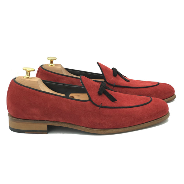 Belgian Loafers in pelle scamosciata rosso scarpe da uomo di Virgilio 2