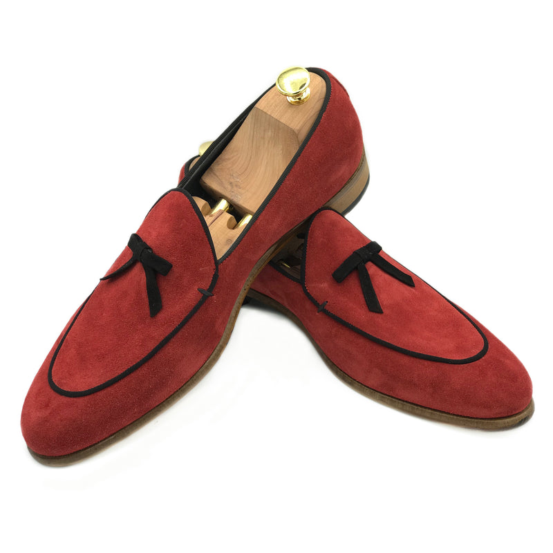 Belgian Loafers in pelle scamosciata rosso scarpe da uomo di Virgilio 4