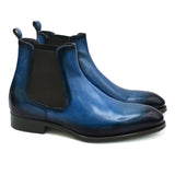 Chelsea VI Stivaletti in pelle blu con elastico scarpe da uomo boots 01