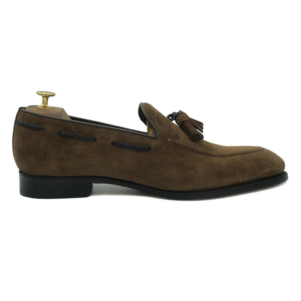 Claudio II Mocassini con nappine in pelle scamosciata marrone testa di moro di Virgilio shoes 02