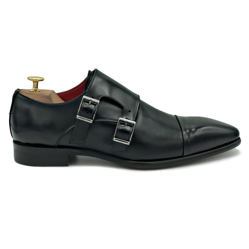 Doppia Fibbia in pelle nero di virgilio shoes 02