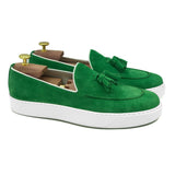 Iago V Sneakers con nappine in pelle scamosciata verde mocassini da uomo scarpe 01