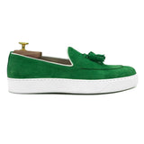 Iago V Sneakers con nappine in pelle scamosciata verde mocassini da uomo scarpe 02